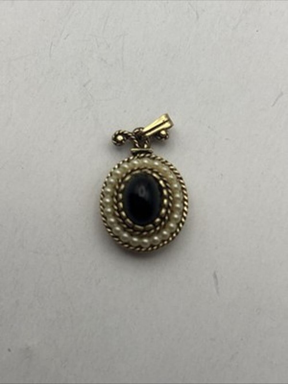 Vintage Signed AVON Gold Tone Cabochon Faux Pearl Pendant ONLY